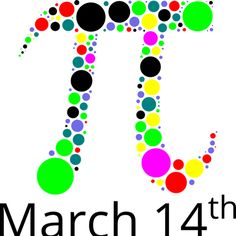 the pi symbol is made up of colorful circles and dots on a white background for march 14th