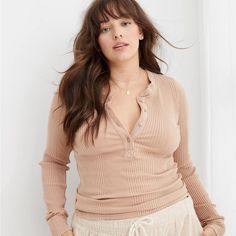 Such A Great Comfy Top!!! Plenty Of Stretch. 36-42” Bust, 24” Long Wfh Outfits, New Closet, Henley T Shirt, Oversized T Shirts, Thermal Top, Closet Staples, Comfy Tops, Mens Outfitters, High Quality T Shirts