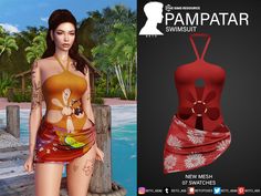 a woman in a bathing suit next to an image of her body and the words pampatar swimsuit