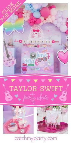 Check out this amazing Taylor Swift birthday party! Love the dessert table! See more party ideas and share yours at CatchMyParty.com Starbucks Lovers