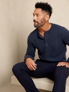 Merino Henley Sweater | Banana Republic Waffle Shirt Outfit Men, Banana Republic Outfits, Character Expressions, Dc Fashion, Late Bloomer, Wool Sweater Men, Asian Men Hairstyle, Clothes Winter, Waffle Stitch