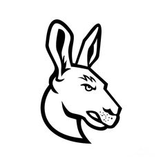 a black and white drawing of a rabbit's head