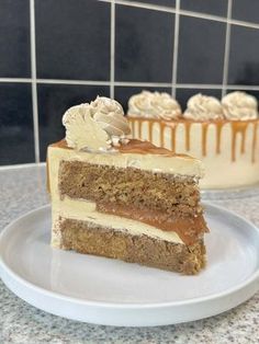 a piece of cake sitting on top of a white plate