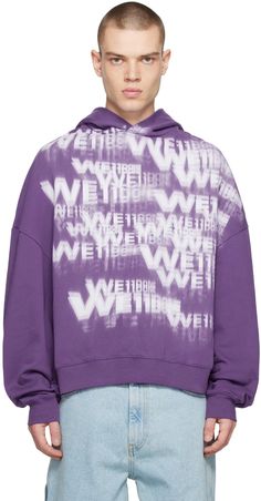 We11done: Purple Stamp Hoodie | SSENSE Artist Hoodie, Purple Fits, Hoodie Logo, French Terry Hoodie, Foto Poses, Logo Pattern, Mode Inspo, Pop Punk, Hoodie Design