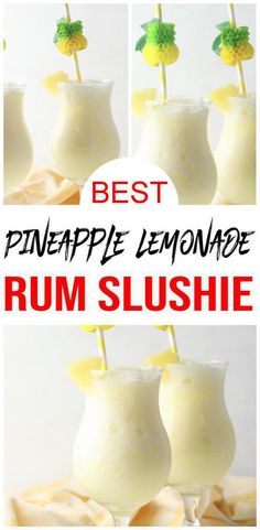 the best pineapple lemonade rum slushie recipe is made with only three ingredients