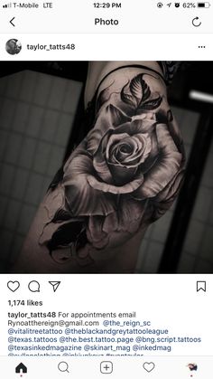 a black and white rose tattoo on the arm