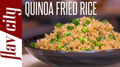 quinoa fried rice with peas in a bowl