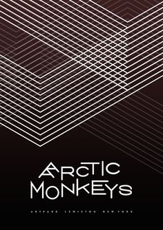 the arctic monkeys logo is shown in black and white, with an abstract pattern behind it