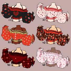 six different types of bras with hearts on them