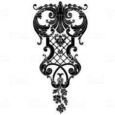 an ornate black and white design on a white background