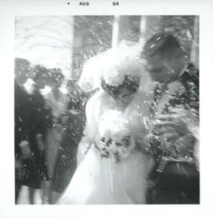 black and white photograph of a bride and groom