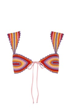 Lucy Multicolor is a unique bikini with which you will stand out! Made of crochet and with adjustable straps on the top and bottom. Produced in a sustainable factory and handmade by Peruvian artisans. Crochet Swim Shorts, Beaded Crochet Top, Mamma Mia Crochet, Crochet Rave Top, Baddie Crochet, Crochet Bikinis Boho, Unique Crochet Ideas, Beaded Swimsuit, Cute Traveling Outfits