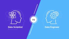 the differences between data scientist and data engineer are shown in this graphic above, two people's heads with gears on their heads