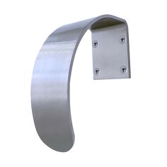 a stainless steel door handle on a white background