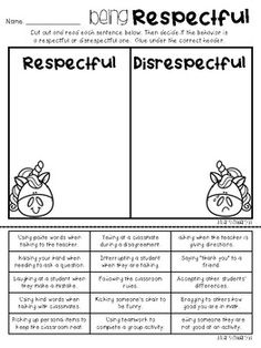 a poster with the words respectful and disrespectful on it