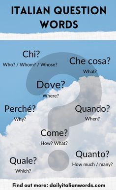 italian question words Italian Birthday, Italian Learning, Languages Learning, Open Questions, Question Words, Basic Italian, Speak Italian, Learn To Speak Italian, Cultural Competence