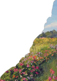 a painting of a field full of flowers