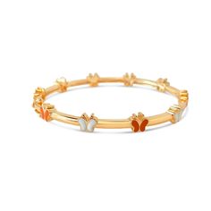 Orange and White Butterflies Kids Bangle Bracelet - SHOPKURY.COM Kids Bangles Gold Designs, Kids Bracelets Gold, Kids Jewelry Gold, Baby Bracelet Gold, Baby Jewelry Gold, Baby Jewellery, Kids Gold Jewelry, Kids Bangles, Kids Jewellery