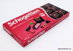 a box of schogetton chocolates on a white surface