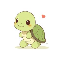 a cute little turtle with a heart on it's back