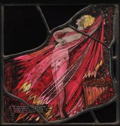 a stained glass window with a woman's dress on it