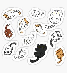 a bunch of cats stickers sitting on top of each other