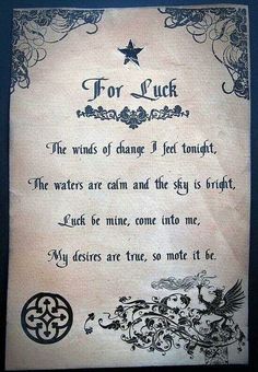 Wish Spell, Witchcraft Spells For Beginners, Good Luck Spells, Luck Spells, Magic Spell Book, Magick Spells, Wiccan Spell Book