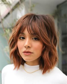 HIRO｜LA Hairstylist on Instagram: "Change / Soft Shag / Dimensional Copper Haircut by @hirohair Color by @megumicolor #change#bangs#softshag#dimensionalcolor#modernhair#LAhair#LAhairstylist#hirohair#megumicolor" Graduated Bob, Bangs For Round Face, Bangs With Medium Hair, Lob Haircut, Hair 2024, Shag Haircut, Long Hair With Bangs, Blonde Bobs, Modern Hairstyles