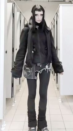 casual goth fit inspo | kur0m1luvr on tiktok Gothic Outfits Casual Winter, Winter Gothic Outfits, Winter Goth Outfits Cold Weather, Goth Outfits Pants, Gothic Winter Outfit, Vampire Goth Outfits, Goth Outfits Winter, Winter Goth Outfits, Goth Outfits Casual