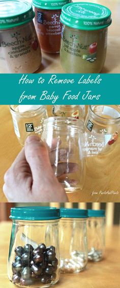 how to remove labels from baby food jars with olives and other things in them