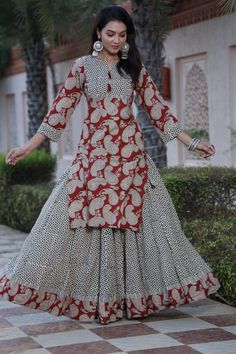 Bagh Print Suits Design, Colorful Lehenga, Ethnic Wears, Long Kurtis, Churidar Designs, Kurta Neck Design