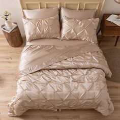 PRICES MAY VARY. Everything You Need - This big 8 piece bedding set includes 1 comforter (104"x 96"), 1 fitted sheet (84"x 72"+ 15"), 1 flat sheet (108"x 102"), 1 bed skirt (84"x 72"+ 15"), 2 pillowcases (20"x 40") and 2 pillow shams (20"x 36"). Soft Silky Satin - Few things say superior quality like genuine soft silky satin. Made of ultra-soft satin fiber that keep breathable for all seasons. Our satin is much more durable than cotton for years of enjoyment and attractive service. Comforter is Satin Comforter, Sheets Bed, Soft Bed, Bed Comforter Sets, Full Bedding Sets, Satin Bedding, King Bedding Sets, Bed Skirt, Queen Bedding Sets