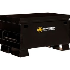 a black box sitting on top of a metal stand with the words northern tool and equipment