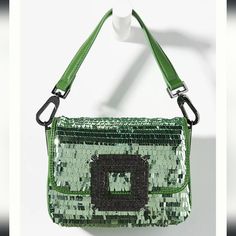 Nwt, Anthropologie, Bibi Lou Baku Shoulder Bag In Green. Such A Fun, Hip Bag! Leather, Glass Beads & Sequins Inner Slip Pocket 6" High, 7.5" Wide, 2" Deep 6" Handle Bag! Comes In A Dustbag! These Are So Well Packaged To Protect The Beads & Sequins That I Didn't Want To Disturb It! Sparkly Handbag, Anthropologie Purse, Western Bag, Circle Purse, Anthropologie Bags, Brown Leather Satchel, Summer Tote Bags, Straw Handbags, Crossbody Tote Bag