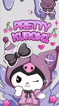 an image of a cartoon character with the caption pretty kuromi on it