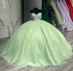 ad eBay - Green Quinceanera Dresses Sweet 16 3D Flowers Prom Party Off Shoulder Ball Gowns - Buy Now, click the link (eBay) Tiana Themed Quince, Princess Tiana Sweet 16, Princess Dress Green, Tiana Sweet 16, Princes And The Frog, Quinceanera Dresses Green, Green Quinceanera, Dresses Sweet 16, Green Quinceanera Dresses