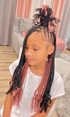 Girls Braided Hairstyles Kids, Black Kids Braids Hairstyles, Lil Girl Hairstyles, Box Braids Hairstyles For Black Women, Cute Braided Hairstyles, Braided Hairstyles For Teens, Girls Natural Hairstyles, Quick Braided Hairstyles, Pretty Braided Hairstyles