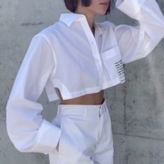 Áo Blu, Shirt Crop Top, Diy Vetement, Linen Fashion, Elegant Dresses Classy, Crop Top Outfits, Fashion Attire, Top For Women