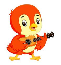 a cartoon bird playing an acoustic guitar