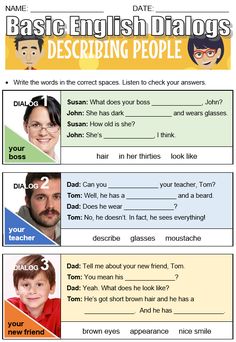 the basic english worksheet for describing people