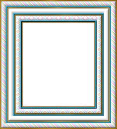 a square frame with an ornate pattern in blue, pink and yellow colors on the edges