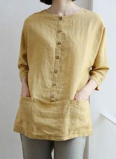 Bonita blusa Pocket Placement, Short Shirt, Work Shirt, Linen Blouse, Indian Designer Wear, Linen Dresses