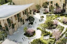 マップルックの参考デザイン Biophilic Architecture, Plaza Design, Urban Landscape Design, Public Space Design, Landscape Architecture Design, Architecture Design Concept, Street Design, Architecture Presentation, Built Environment