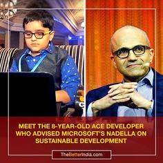 During his recent visit to India Microsoft CEO Satya Nadella fielded some tough questions and listened patiently to some sound advice on sustainable development. The questions didnt come from seasoned journalists and the advice wasnt offered by experts. Both came from a young gaming developer.  While most eight-year-olds are busy playing video games this is one eight-year-old that is busy making them! The bespectacled young boy has developed a gaming app called Let There Be Light. In the game users build things like factories and farms to ensure the prosperity of their cities. You have to balance industrial growth and agriculture so that you can control pollution and the rate of growth so that an economy can sustain itself the young developer explains in an interview with CNBC TV18.  Listen in as the little genius recounts Nadellas reaction to his advice on sustainable development I am looking at becoming the CEO of Microsoft to make it a technological company that takes over all the companies in the world says the young boy wonder.  #genius #child #microsoft #TheBetterIndia #know_rahulj Video Game, Satya Nadella, Let There Be Light, India Facts, Playing Video Games, Agriculture, Microsoft, Video Games, Interview