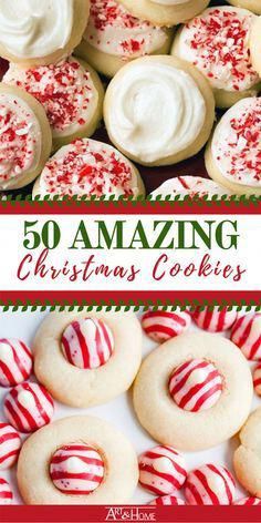 an image of christmas cookies with white frosting and candy canes on the top