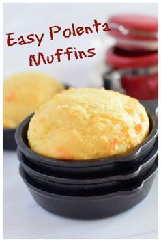 easy polenta muffins in a black bowl