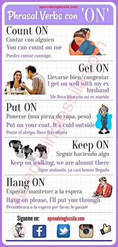 a poster with words and pictures on the back of it that says, phrasal verbs con't