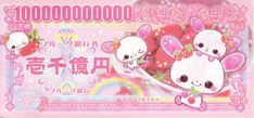 a pink bank note with two little mouses on it's back and the words hello kitty written in chinese