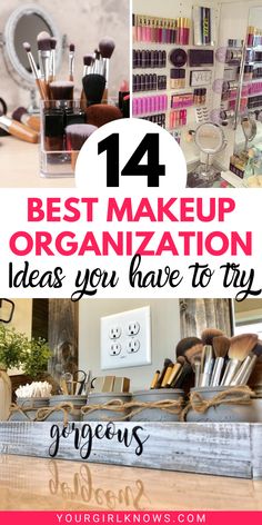 14 best Makeup Organization Ideas where you can declutter and organize any room in your house by investing in good makeup organizers! These include makeup organization carts, makeup organization ideas, acrylic makeup organizers, makeup organization shelves, etc. Click to know and shop them all. Shelves For Makeup Vanity, Organize Make Up Ideas, Make Up Organization Ideas Diy, Storage Ideas For Makeup, Diy Makeup Organization Ideas, Best Makeup Organization Ideas, Makeup Table Organization Small Spaces, Makeup Vanity For Small Space, Beauty Room Organization Ideas