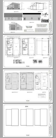 architectural drawings showing the various sections and details for an office building, including floor plans